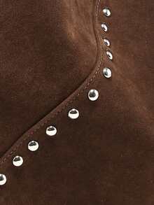 Ladies' Shoulder Bag, Tote Bag, Brown Suede, Large Capacity With Studded Decoration, Vintage And Versatile Commuting Style, Suitable For Outings In Autumn And Winter. - Brown - View 5