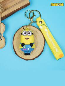 Minions 1pc Minions Cute Cartoon Design PVC Material Minions Doll Shape Exquisite Round Pendant Multifunctional Keychain Suitable For Car Keys, School Bags, Bag Decoration Creative Birthday Gifts And Party Gifts