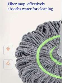 Paño de fregona, paño de fregona giratorio, paño de fregona de lavado a mano libre con escurridor automático, fregona giratoria multifuncional de uso en seco y húmedo, alta absorción de agua, fregona de piso de lavado a mano libre, repuesto de paño de fregona, juego de fregonas - Adecuado para la limpieza de pisos en salas de estar, dormitorios, cocinas y baños