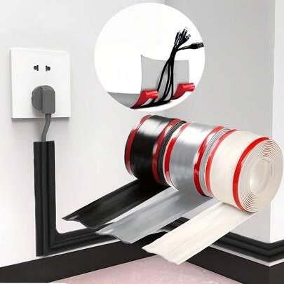 1PC 39,37/118,11in Vỏ bọc dây điện sàn, Bảo vệ cáp PVC, Bảo vệ dây điện nối dài & Ngăn ngừa vấp ngã, Giải pháp quản lý, Vỏ bảo vệ dây điện gắn trên bề mặt, Tự dính, Thích hợp cho sàn nhà, tường và mặt bàn