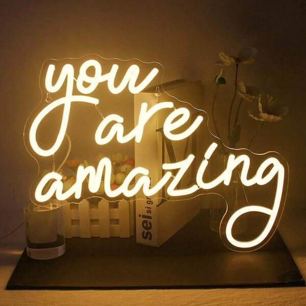 1pc You Are Amazing Adjustable Neon LED Sign, Bedroom Beauty Salon Bar Gym Home Wall Decor Light, Gift For Boys & Girls