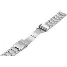 Correa de reloj clásica de acero inoxidable de 18mm 20mm 22mm 24mm, correa de reloj de metal cepillado en plata y negro para mujeres y hombres, correa de reemplazo de reloj con doble hebilla - Plateado - Ver 5