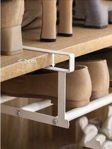 1pc Retractable Shoe Rack, Household Retractable Shoe Cabinet, Layered Partition Board Shoe Tray, Lower Hanging Basket Storage Rack, Cabinet With Layered Partitions Inside, Space-Saving Layered Partitions, Used For Storing Shoes In Home Cabinets, Lower Hanging Hanging Storage Rack - Multicolor - View 2