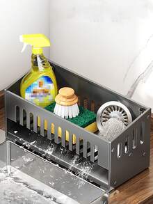 1pc Space-Saving Kitchen & Bathroom Sink Organizer - Durable, Easy-Clean Storage Rack For Sponges, Brushes, And Dish Cloths - Stand-Alone Design With Rod For Hanging, Space Efficient Organizer|Modern Kitchen Accessory Dish Rack