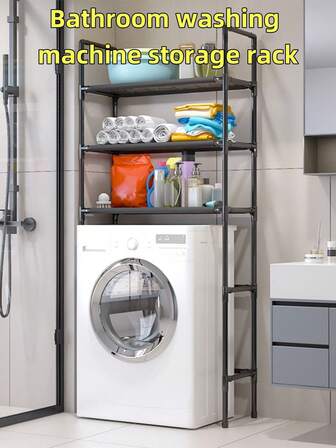 1 pieza Estantería de 3 niveles para lavadora, estantería de almacenamiento para baño, organizador de varios niveles, ahorro de espacio, fácil instalación, adecuado para varias escenas