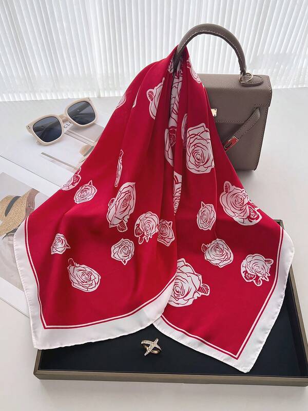 وشاح كاجوال من البوليستر بطبعة زهرية، مناسب لجميع المواسم