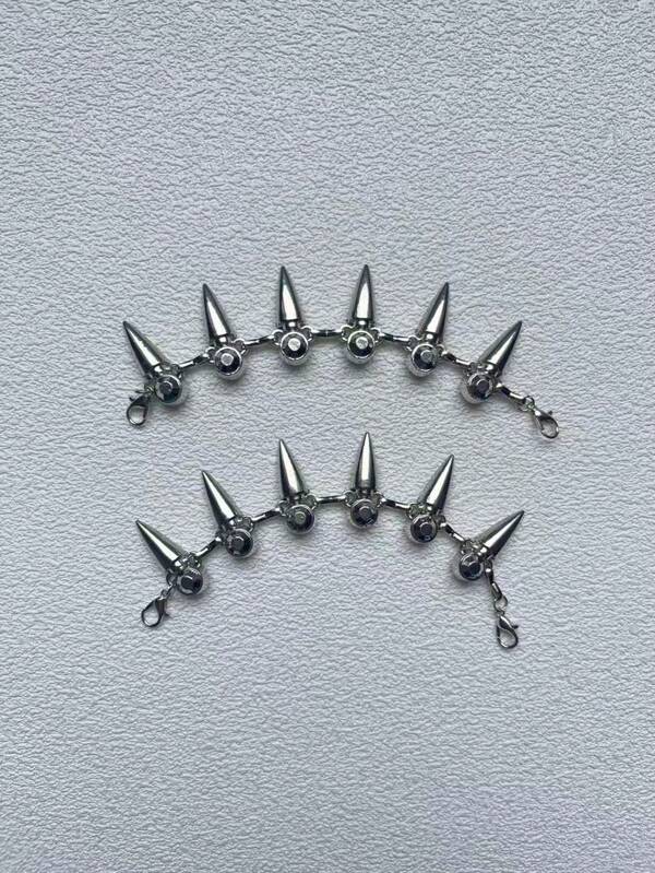 2pcs/Set White Sneakers & Boots Decorative Rivet Shoelaces