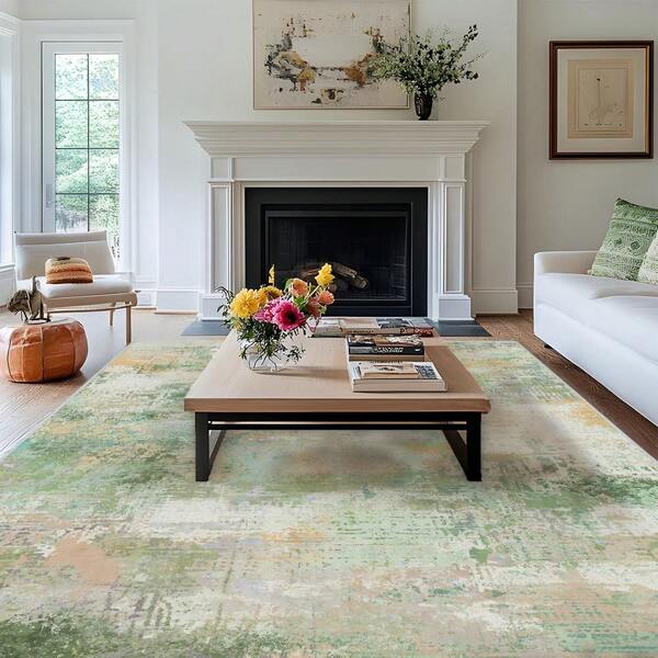 Alfombra moderna lavable de pelo corto con estampado de pintura al óleo, diseño abstracto grande para dormitorio, comedor y oficina. Antideslizante, multicolor. Disponible en varios tamaños (120 x 160 cm, 140 x 200 cm, 160 x 230 cm, 200 x 300 cm).