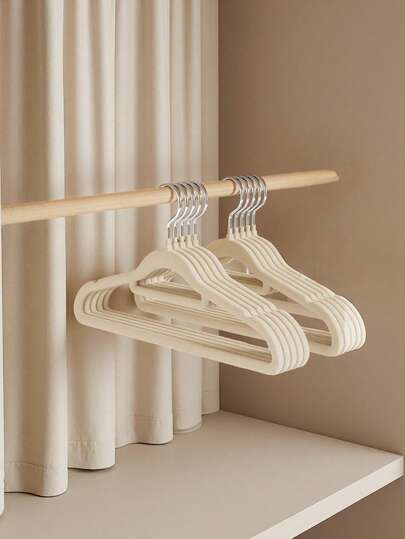 10pcs/20pcs Flocking Clothes Hanger, Anti Slip And Traceless, Clothes Hanger For Wardrobe, Clothing Store, Home Wardrobe, Storage And Tidying, Clothes Hang