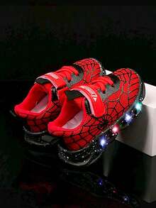 1 Pair 2025 Kids Mesh Breathable Luminous Halloween Cartoon Running Sports Shoes For Boys - Red - View 3