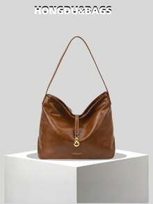 Fashionable New Women's One Shoulder Crescent Bag, Retro Tote Bag, Minimalist Chic Solid Color PU Leather, Versatile For Travel, Shopping, Commuting, Elegant Handbag