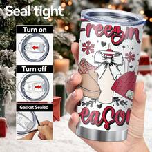 1pc 20oz Stainless Steel Water Bottle, "Frozen Season" Winter Theme, With Snowflakes, Boots And Knitted Hat Patterns, Decorated With Snowflakes, Suitable For Travel, Convenient For Drinking Water, And A Good Choice For Holiday Gifts. - 彩色 - 查看 5