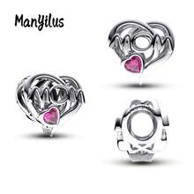 Manyilus 1 Stück 925 Sterling Silber Charm Schmuck - Funkelndes goldenes Pferd Anhänger, süßer Affe-Banane Perle, rosa emaillierte Katzen Perle, MOM Herz Diamant Perle, braune Pilz Perle, leuchtende Glühwürmchen-Pflanze Perle, Kleeblatt Würfel Smaragd Perle, Retro Rosenblatt Anhänger, Mond Katze Charms | Passend für Armbänder, Armreifen, Halsketten | Unisex perfektes Geschenk für Familie & Freunde - Geburtstage, Muttertag, Valentinstag, Abschluss, Freundschaftstag.