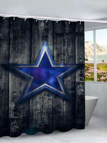 1/4 Stücke Vintage Stern Fußball Serie Duschvorhang Set mit rutschfester Matte, Fußball Serie Badezimmer Dekoration, Badezimmer Zubehör beinhaltet Badematte, U-förmige MatToilette, WC-Sitzabdeckung, wasserdichter 70.87x70.87 Inch Duschvorhang mit 12 Haken, verschiedene Größen erhältlich Weihnachtsdekoration