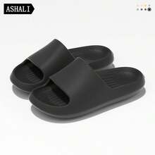 ASHALI Women's Non-Slip Black Slippers, Comfortable Lightweight Sandals Suitable For All Seasons, Outdoor Casual Flip Flops, Indoor Home Couple Slippers - Black - View 8