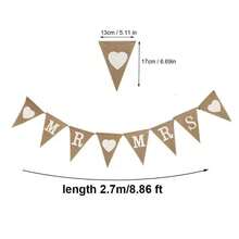 قطعة واحدة/قطعتان من أعلام مثلثة من الكتان الريفي للحب، ديكور زفاف DIY، مجرد متزوجين، لافتة شعار السيد والسيدة، قابلة للطي والعجن وإعادة الاستخدام لعدة مرات، مناسبة للأحداث الخارجية والذكرى السنوية وموسم الزفاف وديكور حفلة الزفاف، لافتة وشريط الزفاف، لوازم الزفاف