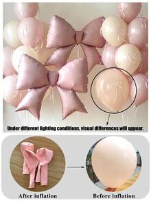 Set de 12 globos de aluminio grandes con lazo rosa, set de globos de látex color macaron, incluye cintas y puntos de pegamento para manualidades. Adecuado para bodas, compromisos, aniversarios, fiestas de princesas y decoración de cumpleaños