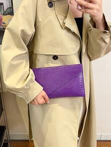 Small Envelope Bag, Unique Design Women Handbag , Purple - Purple - View 4