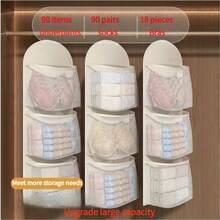 Bolsa de malla de almacenamiento colgante de 3 capas para ropa interior, calcetines y sujetadores - Adecuado para dormitorio y organizador de pared para el hogar con bolsillos transparentes | Organizador de ropa multicapa, organizador colgante de armario con bolsillos de malla y percha giratoria de metal, bolsa ahorradora de espacio de malla