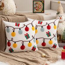 1pc Christmas Tree Embroidery Pattern Pillowcase, Suitable For Living Room & Bedroom, All Seasons - Multicolor - View 8