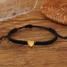 1 件个性化首字母心形手链，情侣字母姓名手链礼物，友谊珠宝，可调节男女通用设计，适合男朋友、女朋友、最好的朋友周年生日礼物