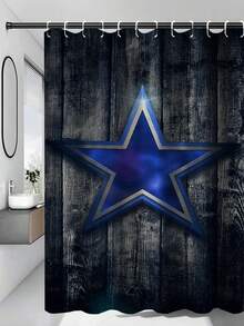 1/4 Stücke Vintage Stern Fußball Serie Duschvorhang Set mit rutschfester Matte, Fußball Serie Badezimmer Dekoration, Badezimmer Zubehör beinhaltet Badematte, U-förmige MatToilette, WC-Sitzabdeckung, wasserdichter 70.87x70.87 Inch Duschvorhang mit 12 Haken, verschiedene Größen erhältlich Weihnachtsdekoration