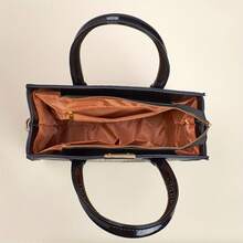 3 pezzi Borsa Tote in Pelle Lucida per Donne, Nuova Borsa a Tracolla a Spalla di Grande Capacità, Borsa Combinata con Motivo a Pietra, Borsa da Pendolarismo, Regalo di Compleanno, Appuntamento, Ricevimento d'Affari, Essenziale per Viaggi Casual