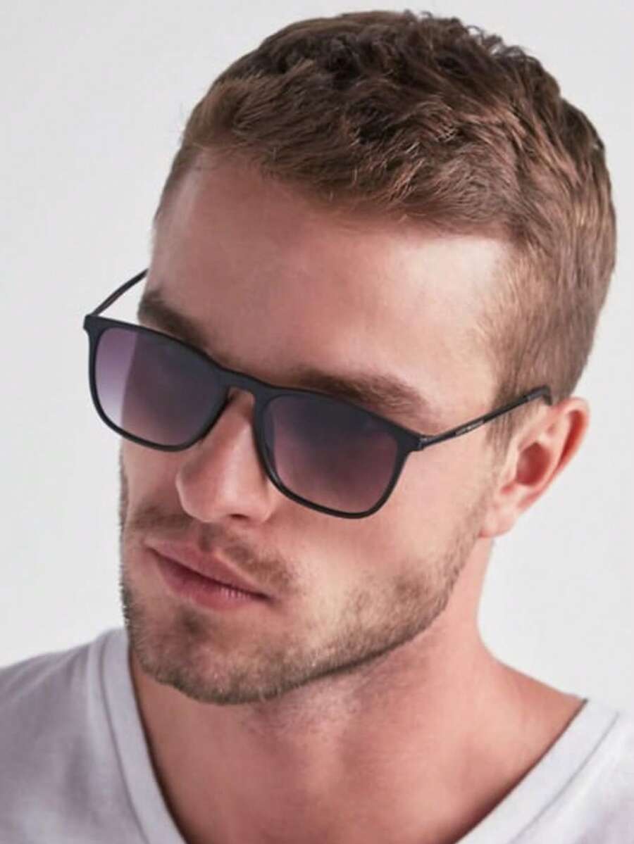 Men's Square Acetate Sunglasses - 漸層 - 查看 1