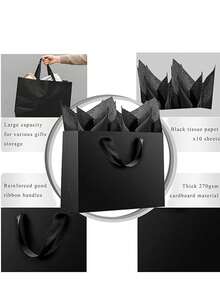 1pc There Are Three Types Of Black Hand-Held Paper Bags: Large, Small, Medium, Advertising Bags, Gift Bags And Clothing Store Packaging Bags