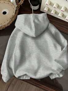 Tween Girl Graphic Print Thermal Lined Hoodie Sweatshirt, Warm & Comfortable For Autumn/Winter