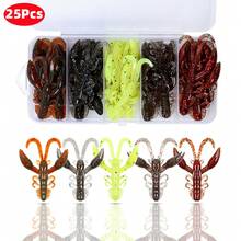 25pcs Soft Fishing Lures Shrimp Bait Suitable For Freshwater And Saltwater