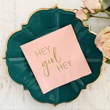 10个/30个/50个（9英寸）蓝绿色一次性纸盘，金色箔纸扇形边，适用于圣诞节/新娘/婚礼/生日/圣帕特里克节派对用品 - 深綠 - 查看 3