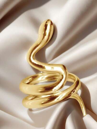 1pc Snake-Shaped Open Ring, Fashionable Stainless Steel Ring, European And American New