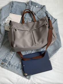 New Large-Capacity Tote Bag, Retro Classic And Popular, High-Value Underarm Bag, Fashionable, Casual And Simple High-Quality Handbag, Suitable For Commuting To Work, Students, Classes, And Daily Shopping. - Grey - View 11