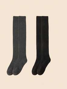 2/3/4/5 Paar Damen Winter Warm Überknie Socken, Damen Knie-/Oberschenkelhoch Socken, Dicke Warme Oberschenkel-/Kniestrümpfe, Verdickte Socken über den Knien, Herbst und Winter Warme Haushalts-Socken (Aufgrund von Licht und Winkel während der Aufnahme kann es leichte Farbunterschiede zum Produkt geben), Kuschelige Socken - Verschiedenfarbig - Übersicht 17