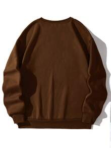 Sudadera casual y versátil con cuello redondo y estampado para hombres de K-GLORY - Marrón - Ver 4