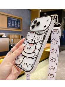 Cute Bear Eye Perforated Phone Case + Phone Lanyard Strap, Compatible With IPhone 17/17 Air/17 Pro/17 Pro Max, 16/16 Plus/16 Pro/16 Pro Max, 15/15 Plus/15 Pro/15 Pro Max, 14/14 Plus/14 Pro/14 Pro Max, 13/13 Pro/13 Pro Max, 12/12 Pro/12 Pro Max, 11, Dust-Proof, High-Value, Popular