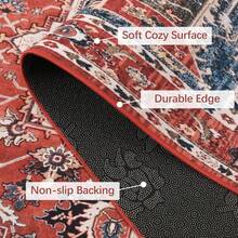 Alfombra Grande Suave de 2x7 Pulgadas Lavable Antideslizante Alfombra Clásica Adecuada para Decoración de Restaurante Oficina Hogar Alfombra de Piso Impresa Colorida de Pelo Bajo - Rojo/Azul - Ver 5