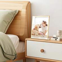 Acrylic Gold Frames 5X7, Slanted Back Gold Picture Frames Table Acrylic Sign Holder For Photos Wedding Table Numbers And Art Display With Removable Clear Sticky Dots,6Pack/15Pack