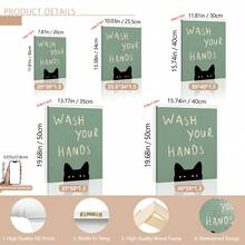 1pc Fun Cat Art Print - 'Please Wash Your Hands' Bathroom & Toilet Decor, Wall Art For Home, Office, Cafe, Perfect Room Decor,Suitable For Home Decor,Room Decor,Bedroom Decor,Living Room Decoration,Bathroom Decor,Wall Decor,Optional Wall Art With Frame