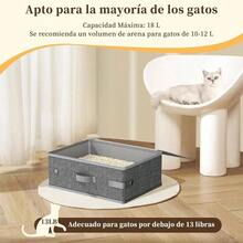 Caja de Plegable para Gatos, arenero porttil de 40x30x15cm Pliega 21x20x7cm Impermeable con Tapa, Oxford 600D+ PEVA, Sin Fugas, para Gatos 13LB, para Viajes en Auto y Camping - Gris - Ver 4