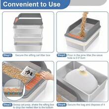 - Caja de de acero inoxidable con tapa, caja de para gatos con tamiz XL extragrande para pellets de pino y gatos grandes, sistema de bandeja de para control de olores, con - XL[23,6'' de largo * 15,7'' de ancho * 12'' de alto] - Ver 8