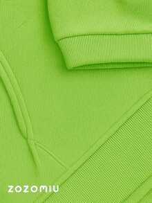 Sudadera Mujer "Estilo Urbano Verde Neón con Capucha y Toque Moderno" - Verde Lima - Ver 4