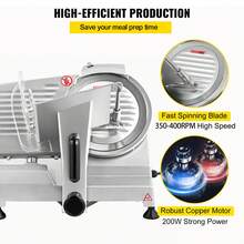 Commercial Meat Slicer, 200W Electric Charcuterie Food Slicer, 350-400RPM Meat Slicer With 8" Carbon Steel Blade, 0 - 0.47 Inch Adjustable Thickness Electric Meat Slicer For Home And Commercial Use - Silver - View 3