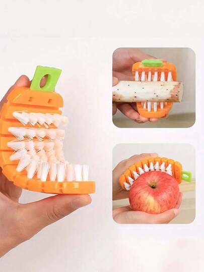 2pcs/1pcMulti-Functional Manual Heavy-Duty Fruit & Vegetable Brush With Ergonomic Handle & Interlocking Bristles - Heavy-Duty Plastic/Polypropylene Construction, Reusable All-In-One Kitchen, Bathroom, Outdoor, Bedroom & Living Room Brush For Apples, Potatoes, Carrots, Fruits, Vegetables - Durable & Hygienic Design, No Electricity Required, Flexible Handle For Easy Storage & Use - Heavy Duty