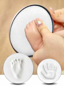 (S Set = 1 Stempelkissen (25g) + 1 Ständer + 1 S Größe runde Form) / (M Set = 1 Stempelkissen (45g) + 1 Ständer + 1 M Größe runde Form) / Set = (S Set + M Set) / Baby's 100. Tag/1. Geburtstag Geschenk, Neugeborenen Wachstums Erinnerung, Baby Handabdruck & Fußabdruck Ton Formset (Ohne Schleife), S Form Durchmesser 9cm, M Form Durchmesser 12cm (Formform zufällig) - Verschiedenfarbig - Übersicht 5