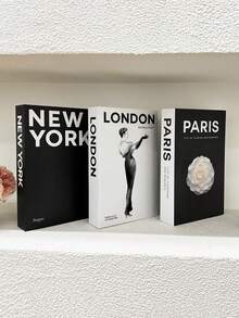 1 pieza/3 piezas Decoración de libros falsos plegables de moda, libros falsos de diseñador modernos, adecuados para el hogar, la sala de estar, el escritorio, la decoración de paredes, aplicables a varias escenas (habitación/sala de estar/mesa/gabinete de TV/pasillo/estantería/escritorio de oficina/gabinete/tienda/área de trabajo/unidad de exhibición), conjunto de decoración de escritorio de oficina de lujo con libros falsos, caja de almacenamiento de libros falsos de diseñador con estilo