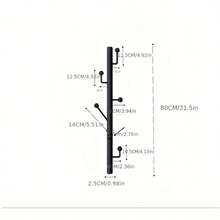 1个壁挂式衣帽架，黑色金属立式帽架，悬浮式衣钩，适用于悬挂外套/包包/围巾，玄关/办公室/走廊/浴室悬挂式收纳架