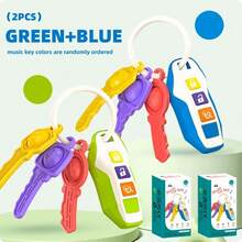 1 Stück Baby Beißring Auto Schlüssel Musikspielzeug, weiches Silikon, Simulation Auto Schlüssel Spielzeug mit Musik/LED Licht, mehrere Geräusche, Frühkindliche Bildung Sensorisches Spielzeug, Baby Essentials, Baby Spielzeug für Mädchen Jungen Weihnachts-/Halloween-Geschenke (Batterie inklusive) (Zufällige Knopffarbe)