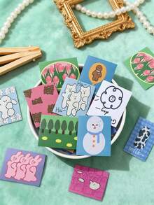 1 SET/60 PIEZAS Pegatinas de arte abstracto estilo coreano INS Pegatinas impermeables y estéticas para decoración, scrapbooking, manualidades, botellas de agua, cuadernos. Ideal para cuadernos y diseño DIY - Multicolor - Ver 3